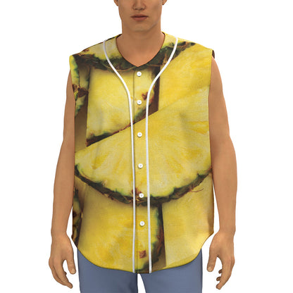 Pineapple Slices Print Sleeveless Baseball Jersey