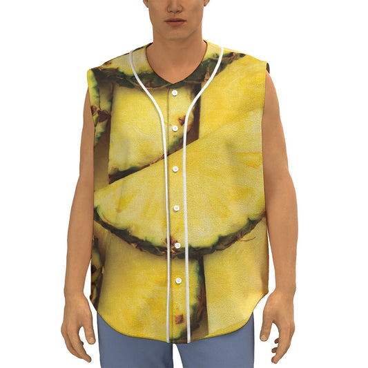 Pineapple Slices Print Sleeveless Baseball Jersey