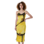 Pineapple Slices Print Slim Fit Midi Cami Dress