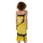 Pineapple Slices Print Slim Fit Midi Cami Dress