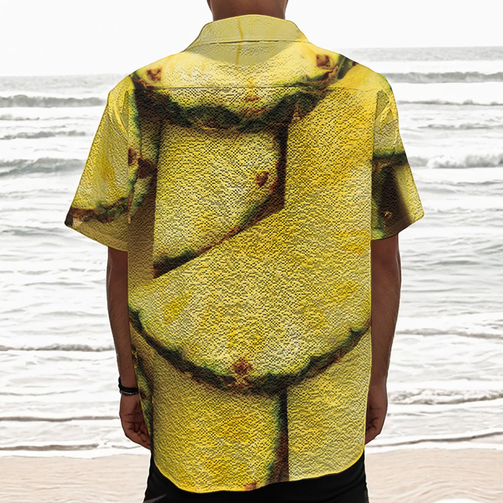Pineapple Slices Print Textured Short Sleeve Shirt