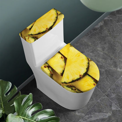 Pineapple Slices Print Toilet Lid And Tank Cover Set