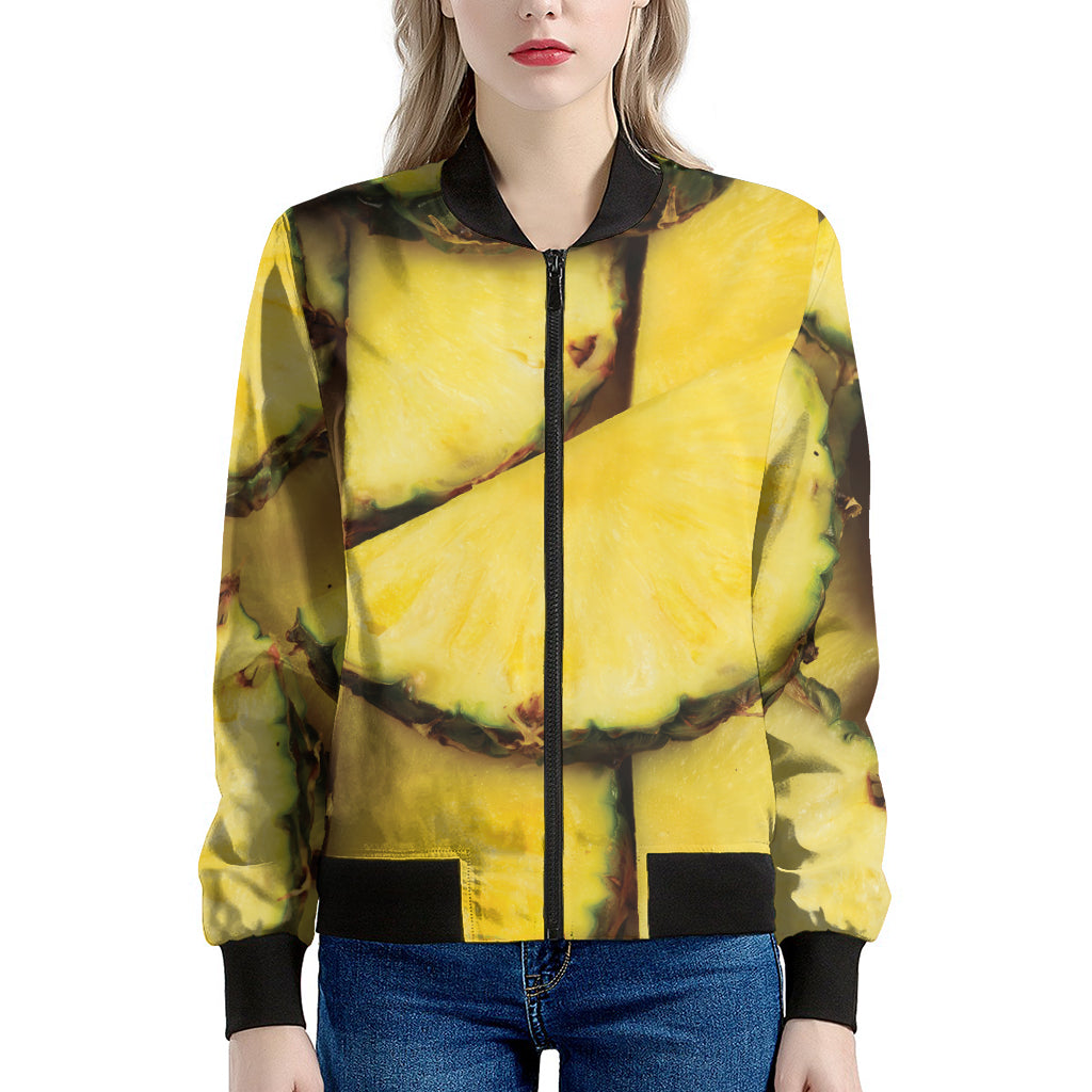 Pineapple Slices Print Women's Bomber Jacket
