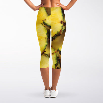 Pineapple Slices Print Women's Capri Leggings