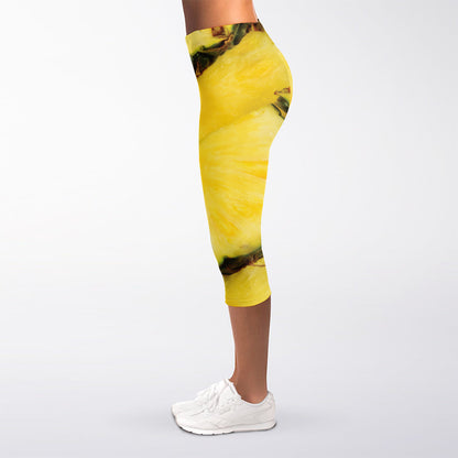 Pineapple Slices Print Women's Capri Leggings