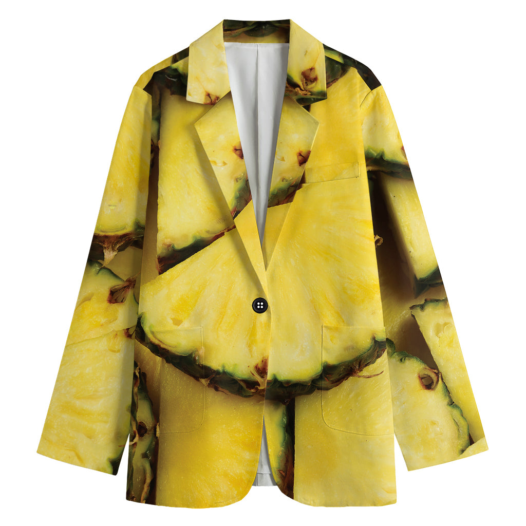 Pineapple Slices Print Women's Cotton Blazer