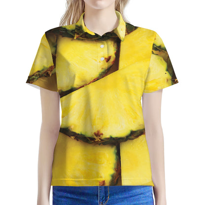Pineapple Slices Print Women's Polo Shirt