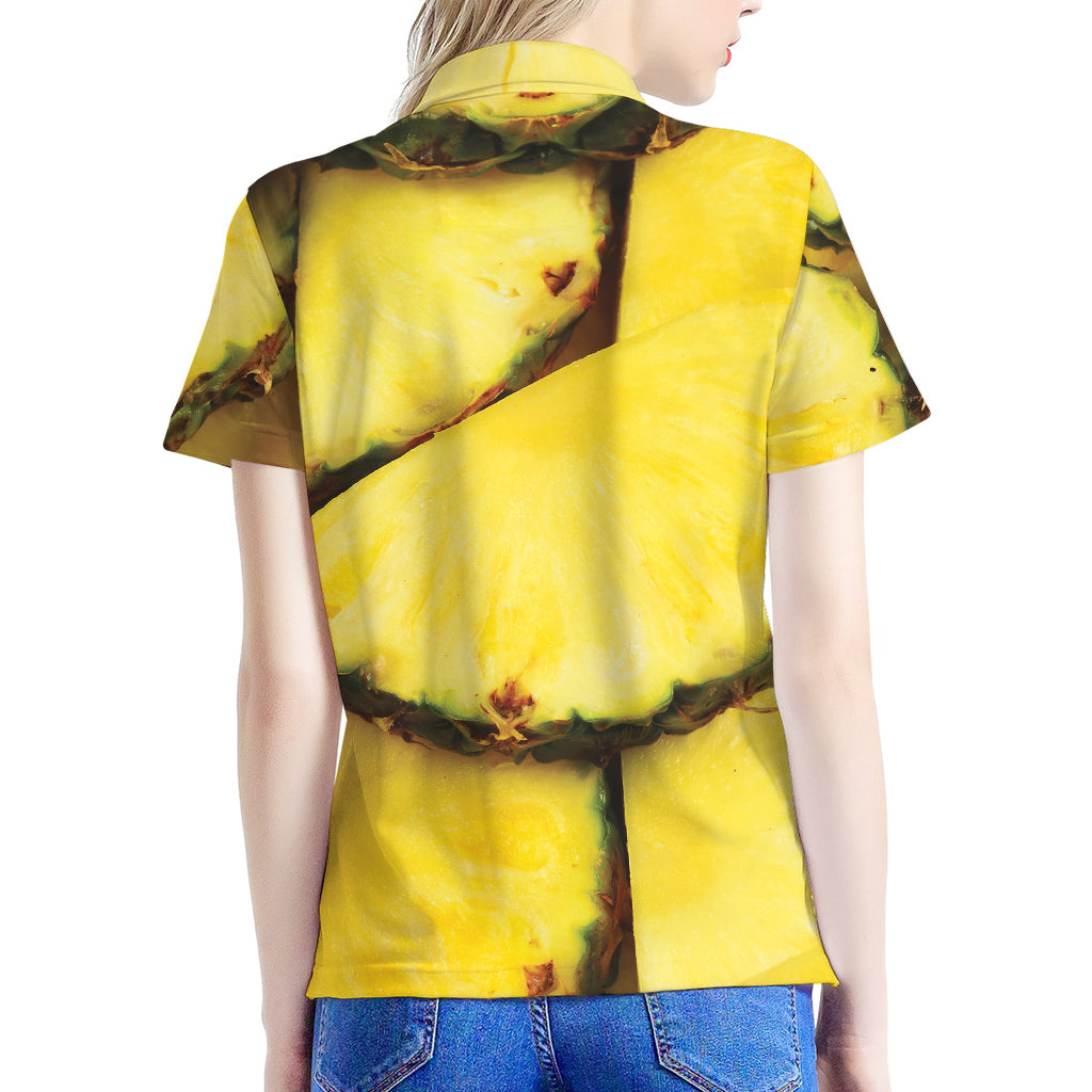 Pineapple Slices Print Women's Polo Shirt