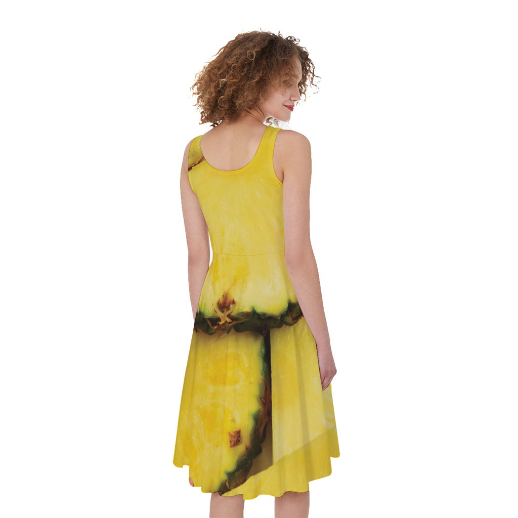 Pineapple Slices Print Women's Sleeveless Dress