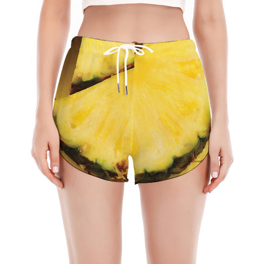 Pineapple Slices Print Women's Split Running Shorts