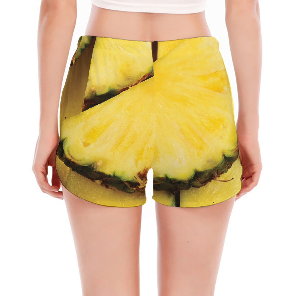 Pineapple Slices Print Women's Split Running Shorts