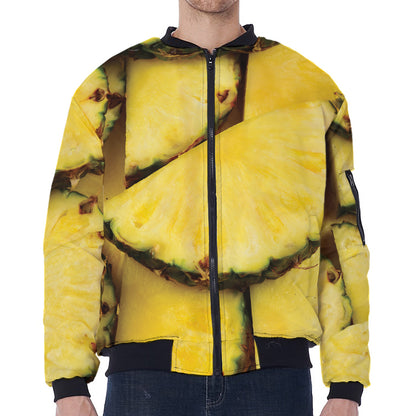 Pineapple Slices Print Zip Sleeve Bomber Jacket