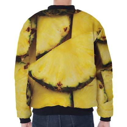 Pineapple Slices Print Zip Sleeve Bomber Jacket