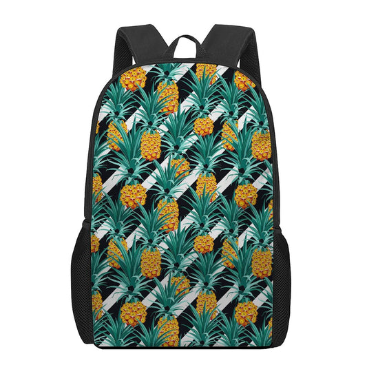 Pineapple Striped Pattern Print 17 Inch Backpack
