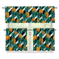 Pineapple Striped Pattern Print 3 Piece Kitchen Curtains