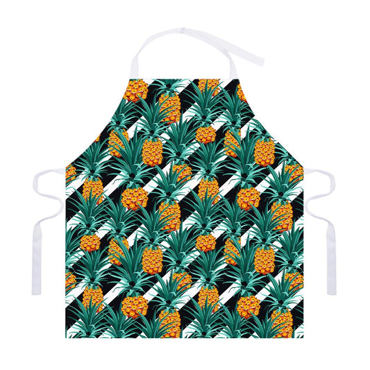 Pineapple Striped Pattern Print Adjustable Apron