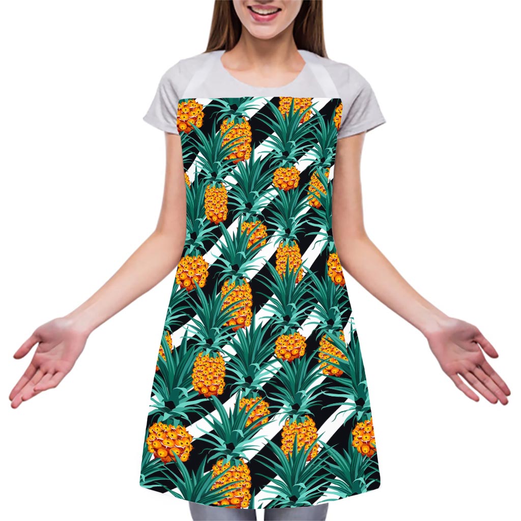 Pineapple Striped Pattern Print Adjustable Apron