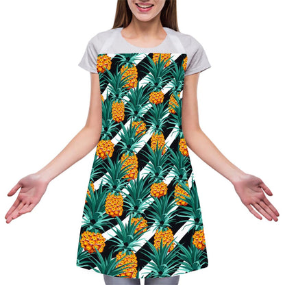 Pineapple Striped Pattern Print Adjustable Apron