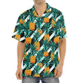 Pineapple Striped Pattern Print Aloha Shirt