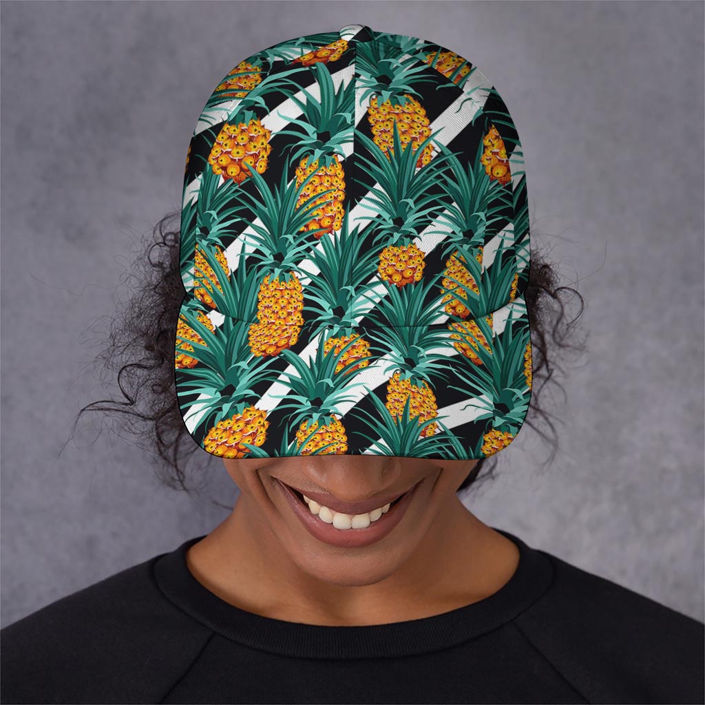 Pineapple Striped Pattern Print Baseball Cap