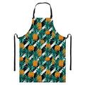 Pineapple Striped Pattern Print Bib Apron With Pocket