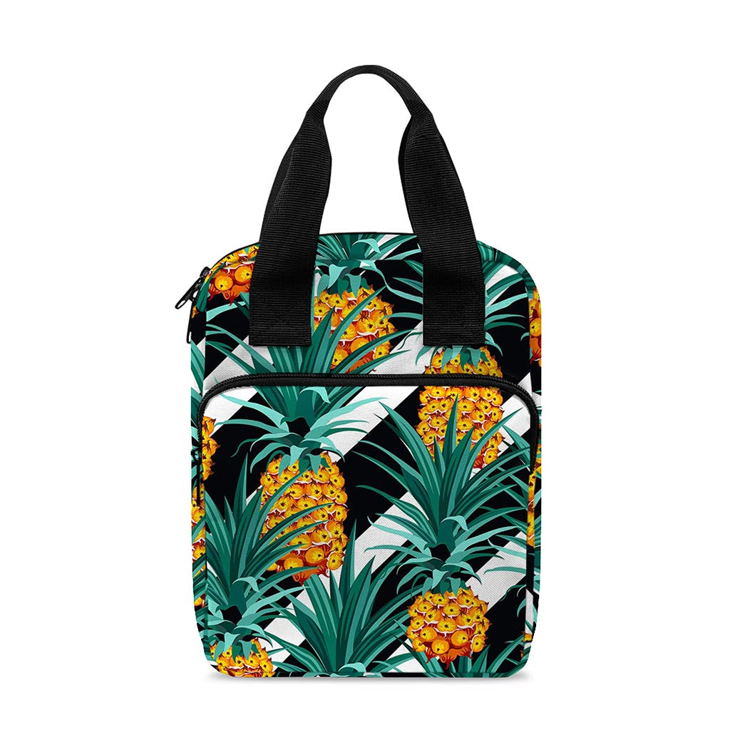 Pineapple Striped Pattern Print Bible Tote Bag