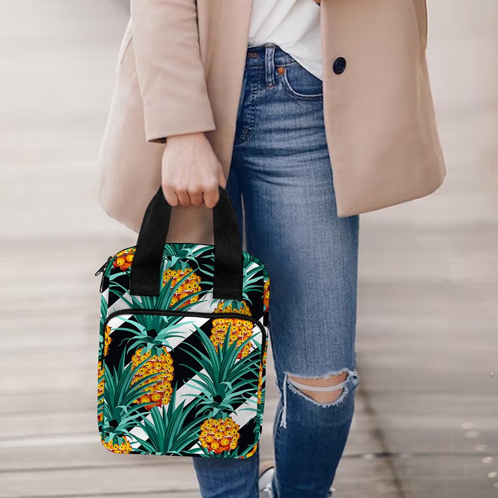 Pineapple Striped Pattern Print Bible Tote Bag