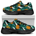 Pineapple Striped Pattern Print Black Chunky Shoes