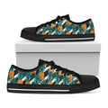 Pineapple Striped Pattern Print Black Low Top Sneakers