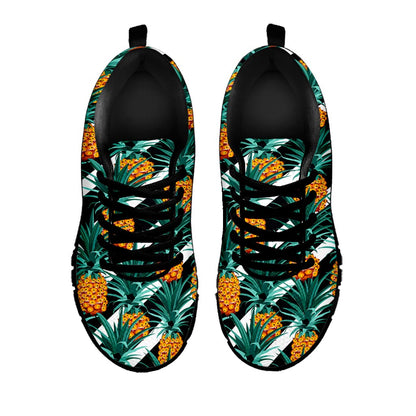 Pineapple Striped Pattern Print Black Running Shoes
