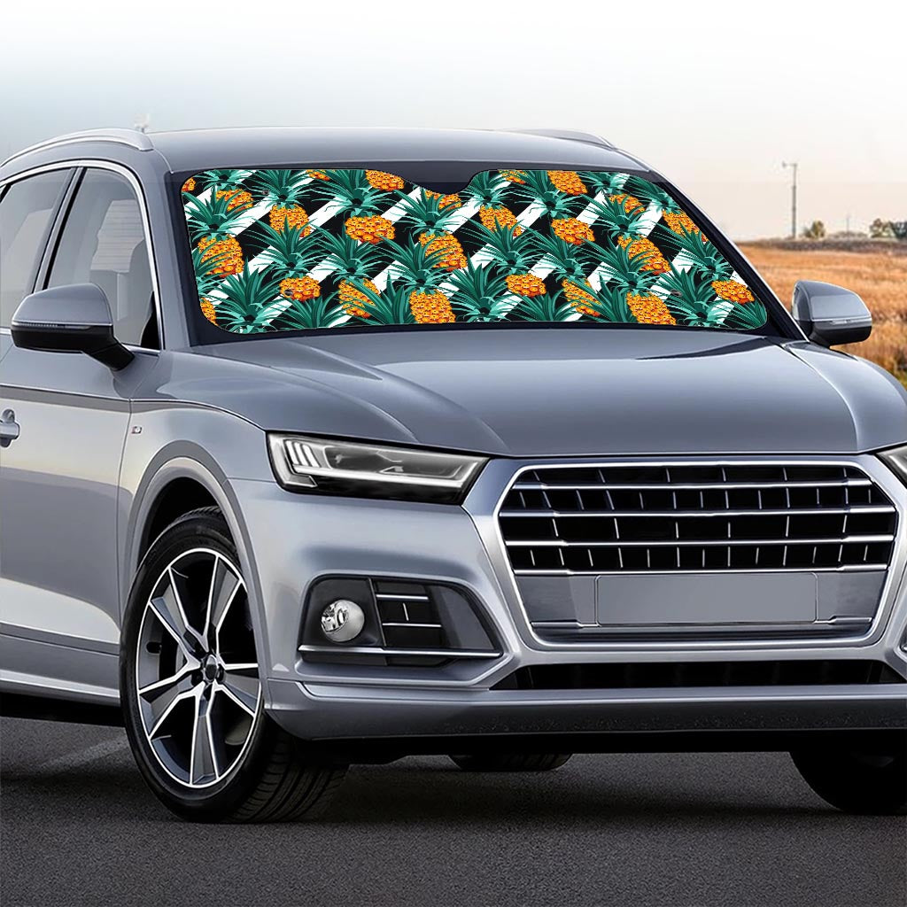 Pineapple Striped Pattern Print Car Windshield Sun Shade