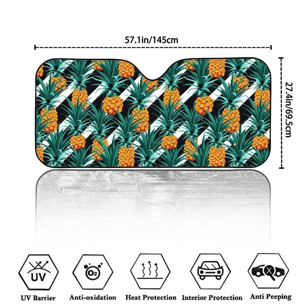 Pineapple Striped Pattern Print Car Windshield Sun Shade
