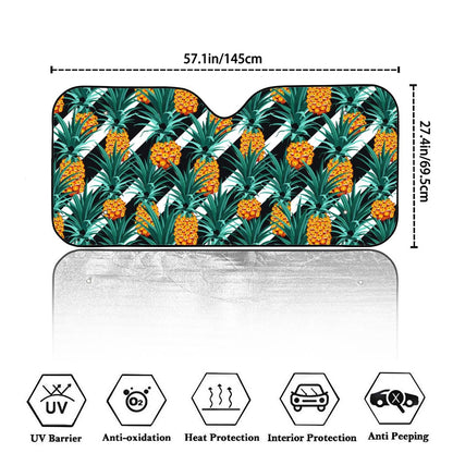 Pineapple Striped Pattern Print Car Windshield Sun Shade