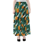 Pineapple Striped Pattern Print Chiffon Maxi Skirt