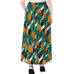 Pineapple Striped Pattern Print Chiffon Maxi Skirt
