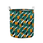 Pineapple Striped Pattern Print Collapsible Laundry Basket
