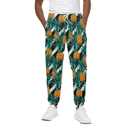 Pineapple Striped Pattern Print Cotton Pants