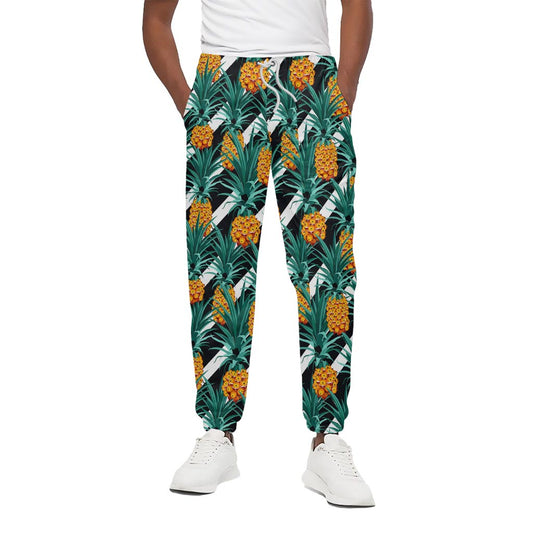 Pineapple Striped Pattern Print Cotton Pants