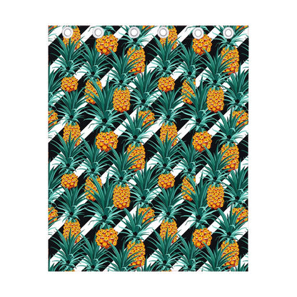 Pineapple Striped Pattern Print Curtain