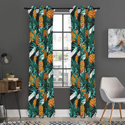 Pineapple Striped Pattern Print Curtain