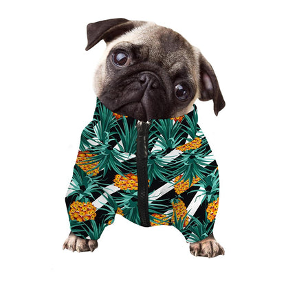 Pineapple Striped Pattern Print Dog Zip Up Jacket