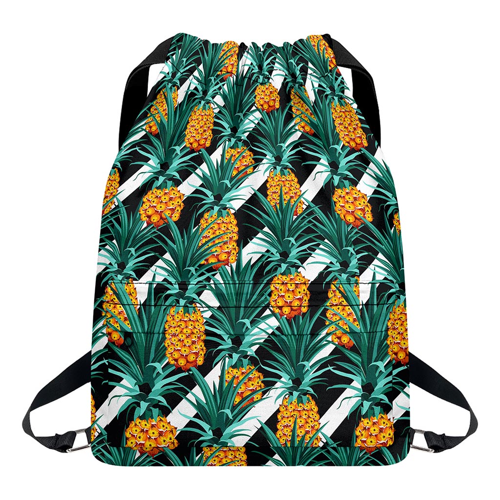 Pineapple Striped Pattern Print Drawstring Backpack