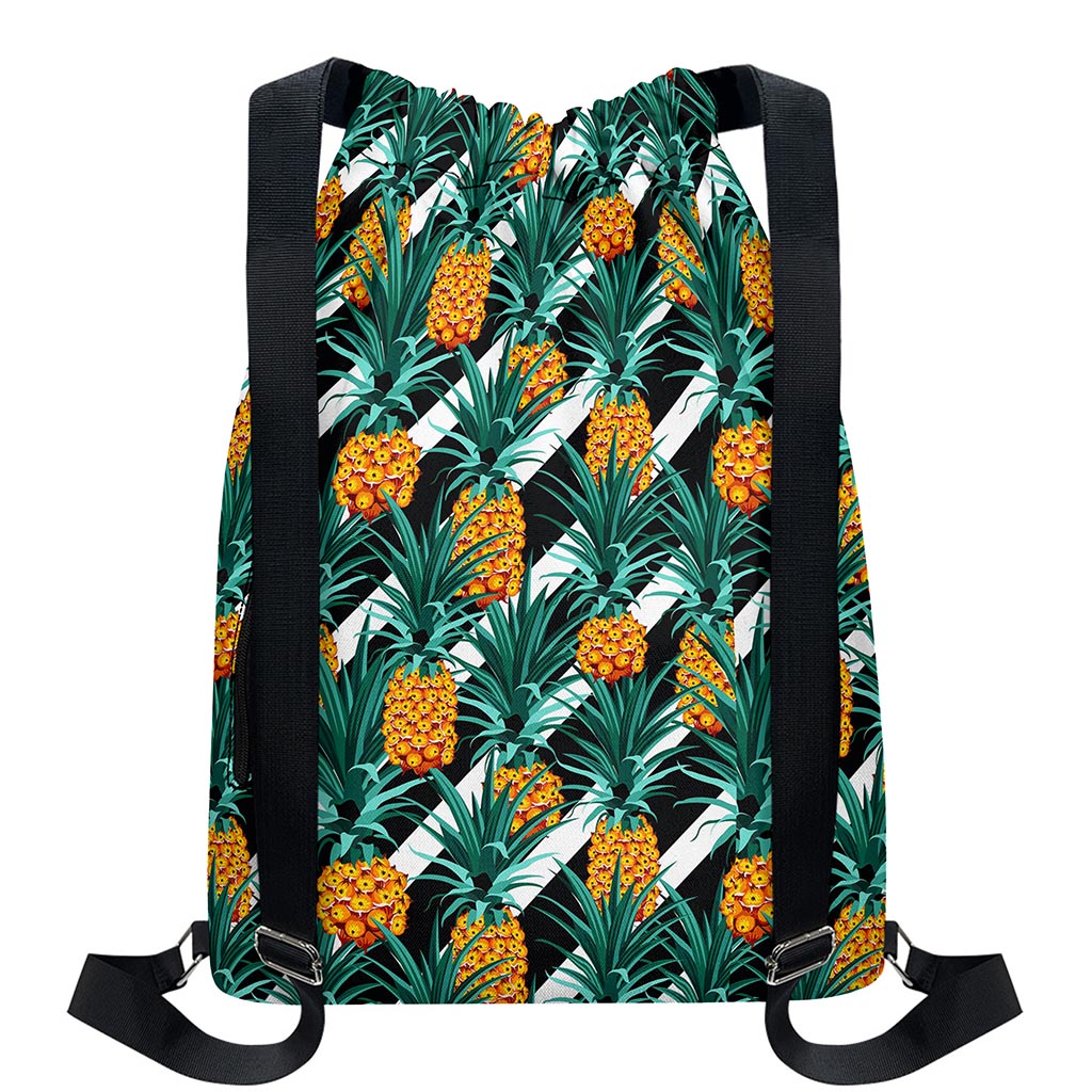 Pineapple Striped Pattern Print Drawstring Backpack