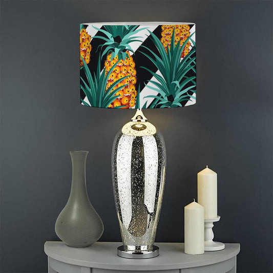 Pineapple Striped Pattern Print Drum Lamp Shade