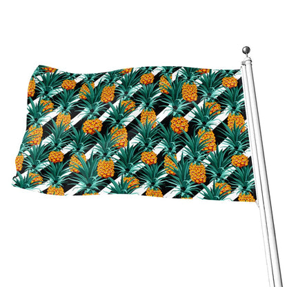 Pineapple Striped Pattern Print Flag