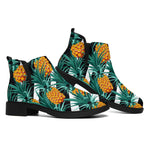 Pineapple Striped Pattern Print Flat Ankle Boots