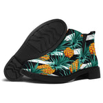 Pineapple Striped Pattern Print Flat Ankle Boots