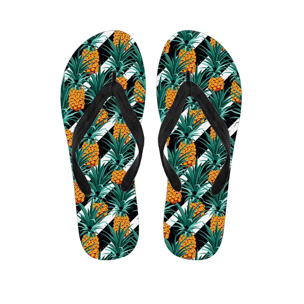 Pineapple Striped Pattern Print Flip Flops