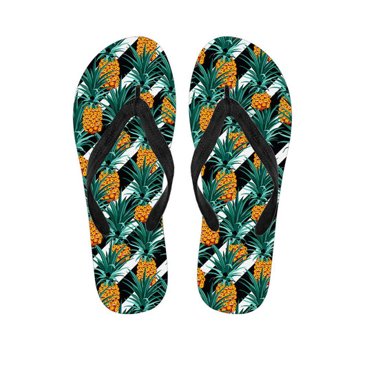 Pineapple Striped Pattern Print Flip Flops