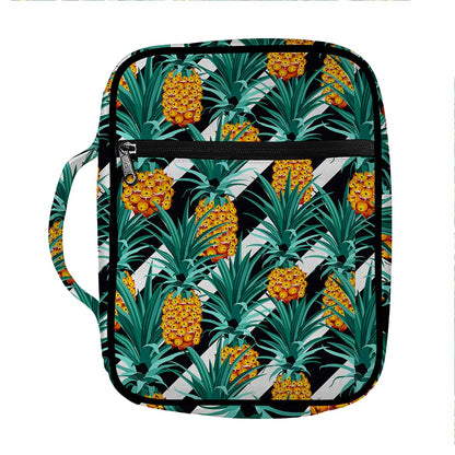 Pineapple Striped Pattern Print Front Pocket Bible Bag